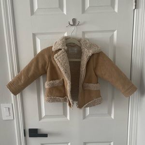 Little girls sherpa lined fall winter jacket